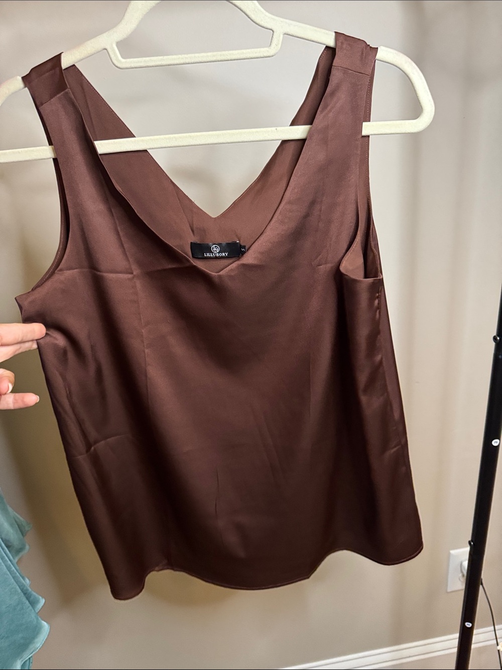 Lulu's Chocolate Brown Satin V-Neck Camisole